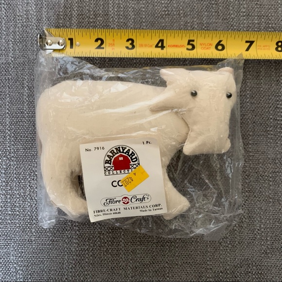 2 Vintage Fibre Craft Barnyard Animals Cow & Goose Cloth Stuffed Farm Animal 80s - Picture 7 of 16